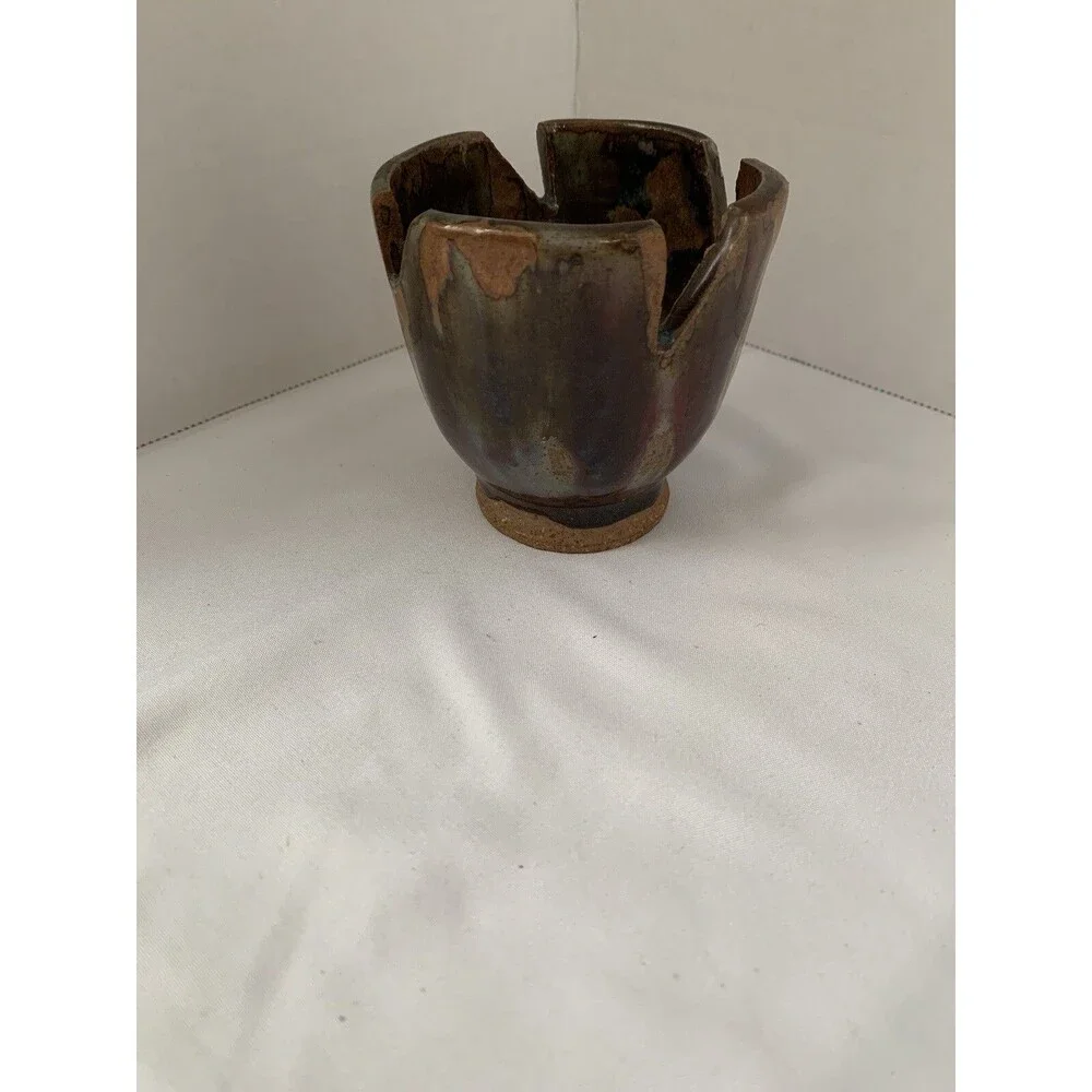 Studio Art Pottery Glazed Votive Signed And Dated